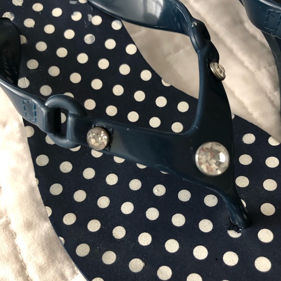 Not Rated Navy and White Polka Dot Sandals Waterproof 1” heal - Picture 3 of 11